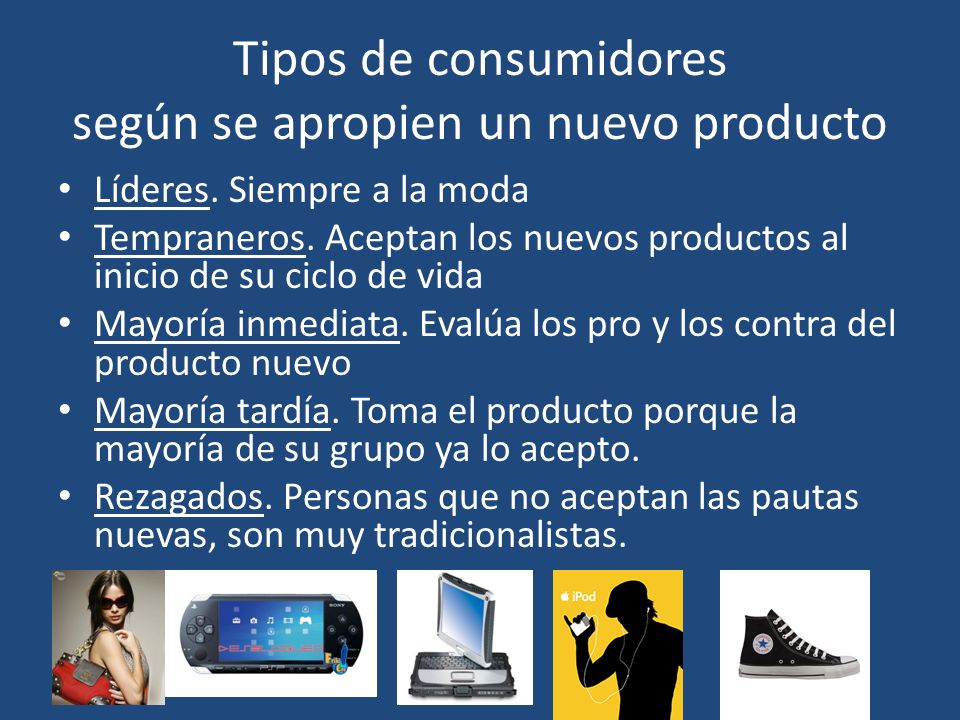 Tipos de consumidores según se apropien un nuevo producto