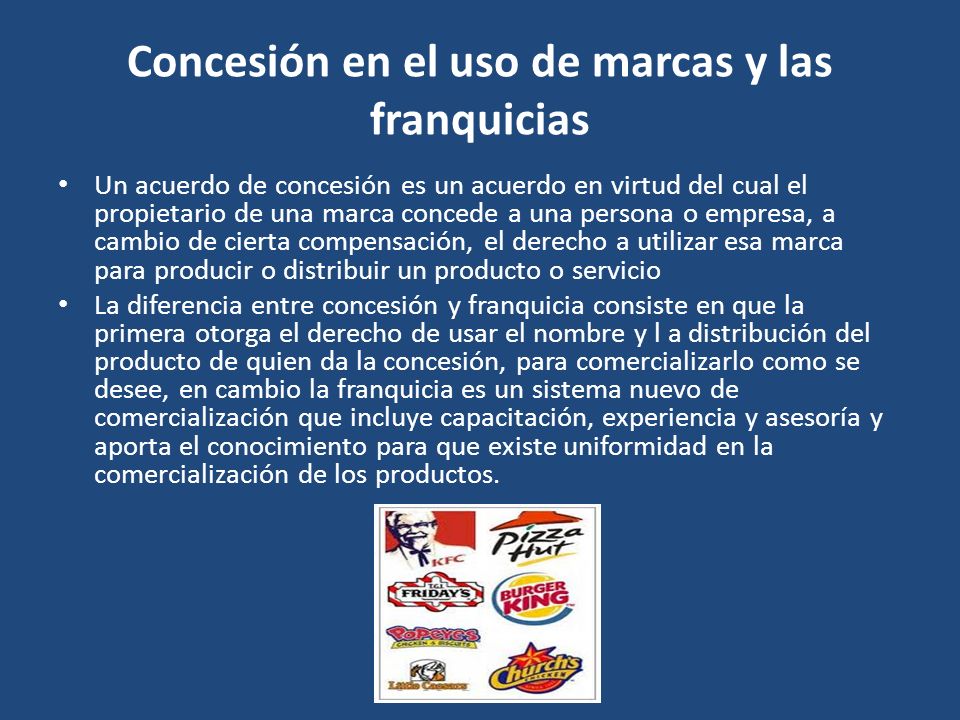 Concesión en el uso de marcas y las franquicias