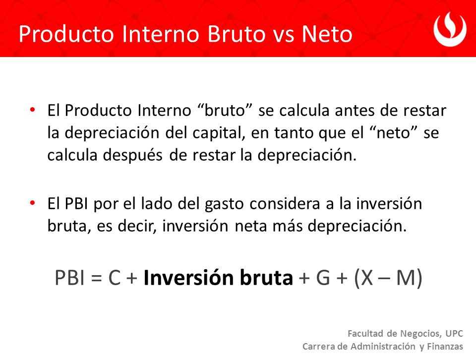 PBI = C + Inversión bruta + G + (X – M)