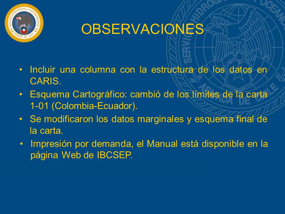 OBSERVACIONES Incluir una columna con la estructura de los datos en CARIS.