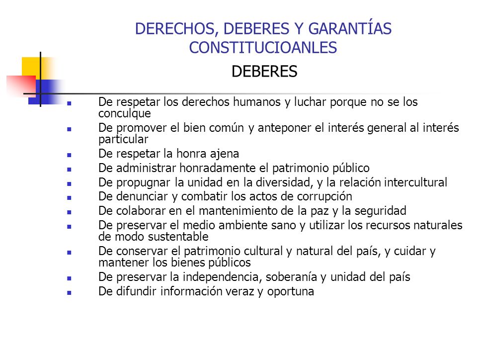 DERECHOS, DEBERES Y GARANTÍAS CONSTITUCIOANLES