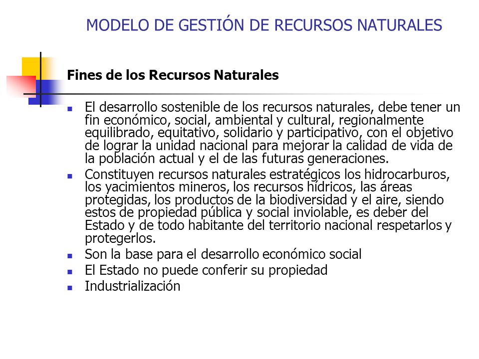 MODELO DE GESTIÓN DE RECURSOS NATURALES