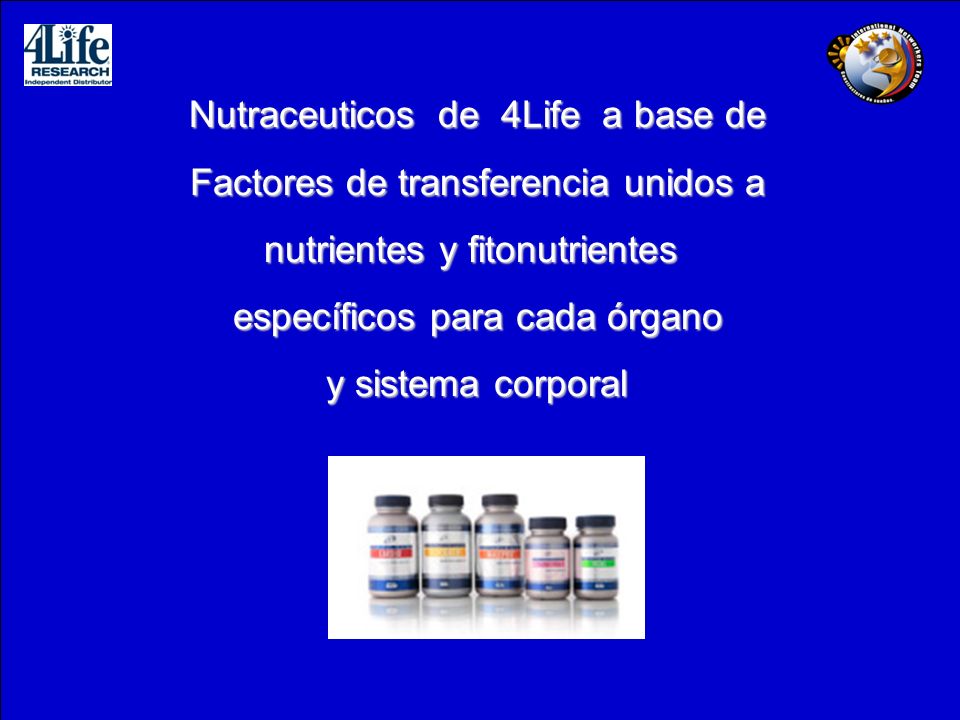 Nutraceuticos de 4Life a base de Factores de transferencia unidos a