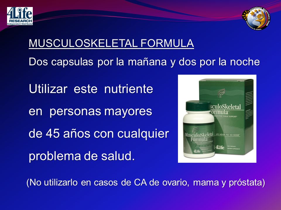Utilizar este nutriente en personas mayores de 45 años con cualquier