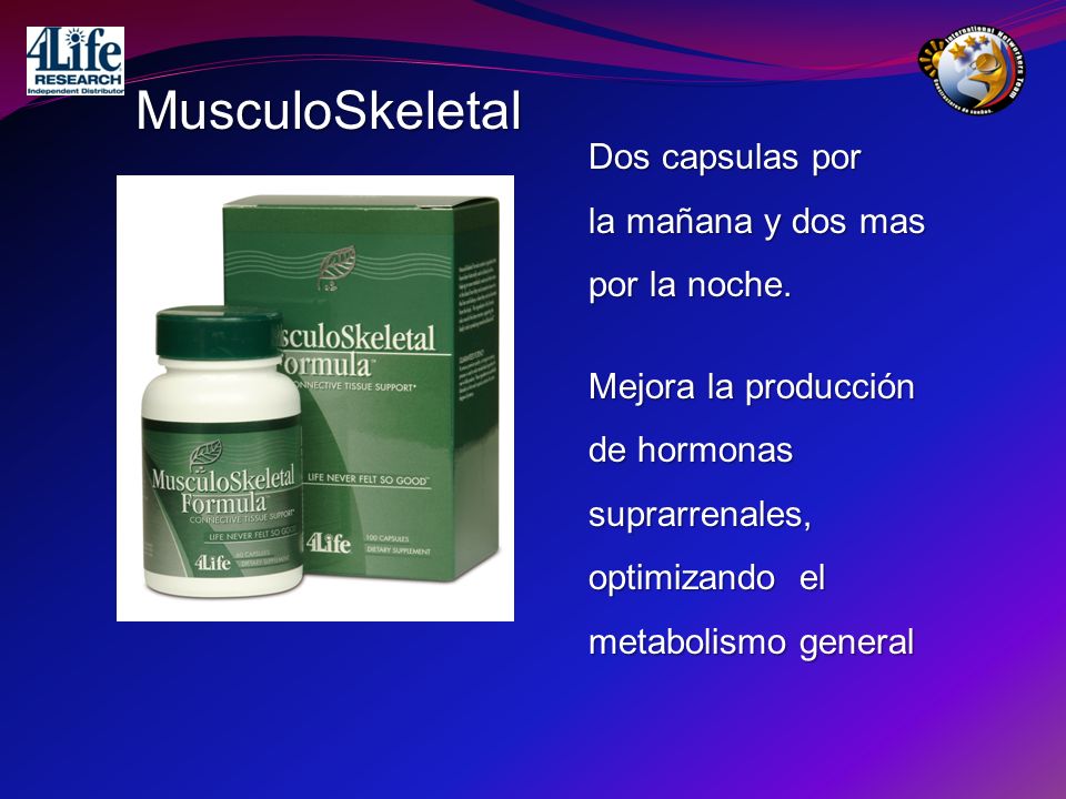 MusculoSkeletal Dos capsulas por la mañana y dos mas por la noche.