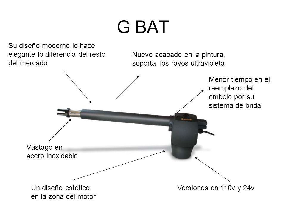 G BAT Su diseño moderno lo hace elegante lo diferencia del resto del mercado. Nuevo acabado en la pintura, soporta los rayos ultravioleta.