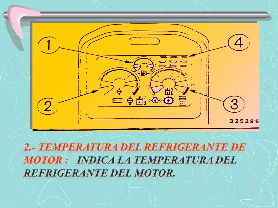 2.- TEMPERATURA DEL REFRIGERANTE DE MOTOR : INDICA LA TEMPERATURA DEL REFRIGERANTE DEL MOTOR.