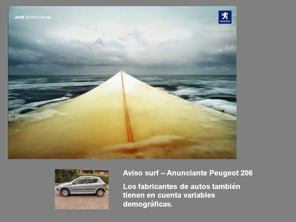 Aviso surf – Anunciante Peugeot 206