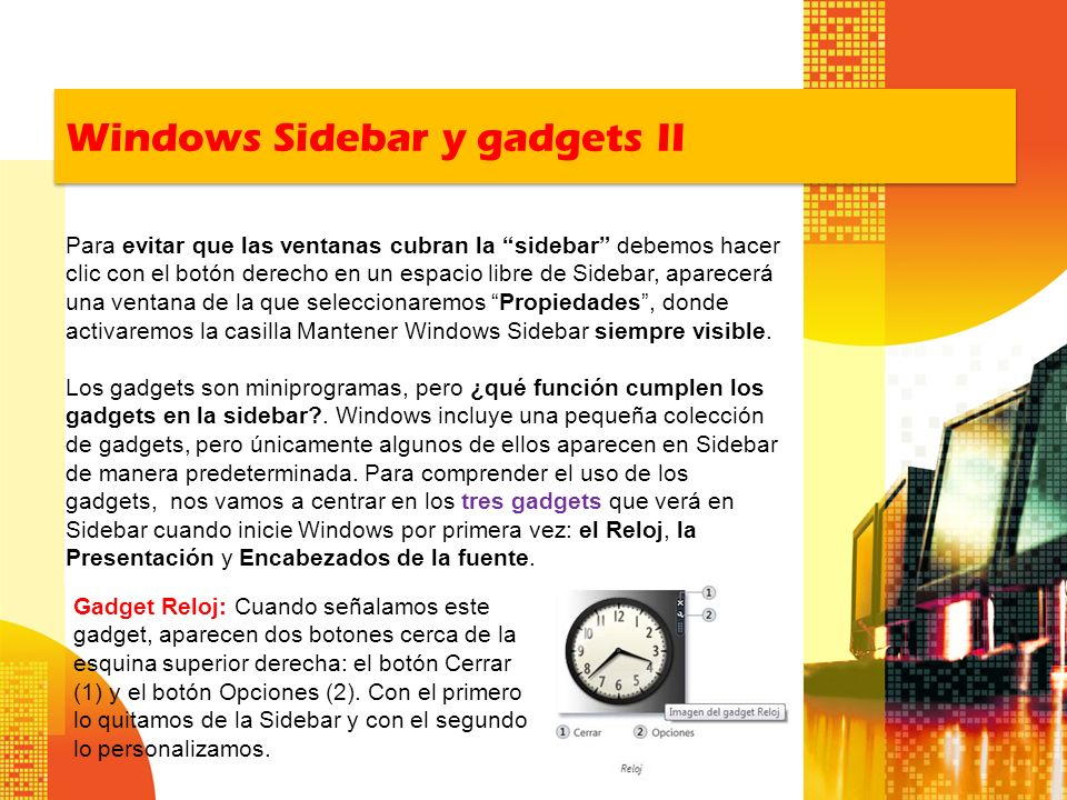 Windows Sidebar y gadgets II
