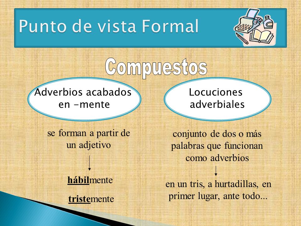 Punto de vista Formal Compuestos Adverbios acabados en -mente