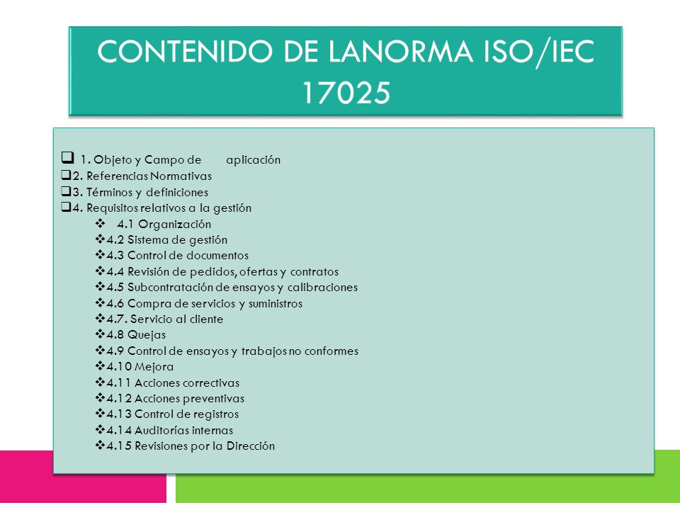 CONTENIDO DE LANORMA ISO/IEC 17025