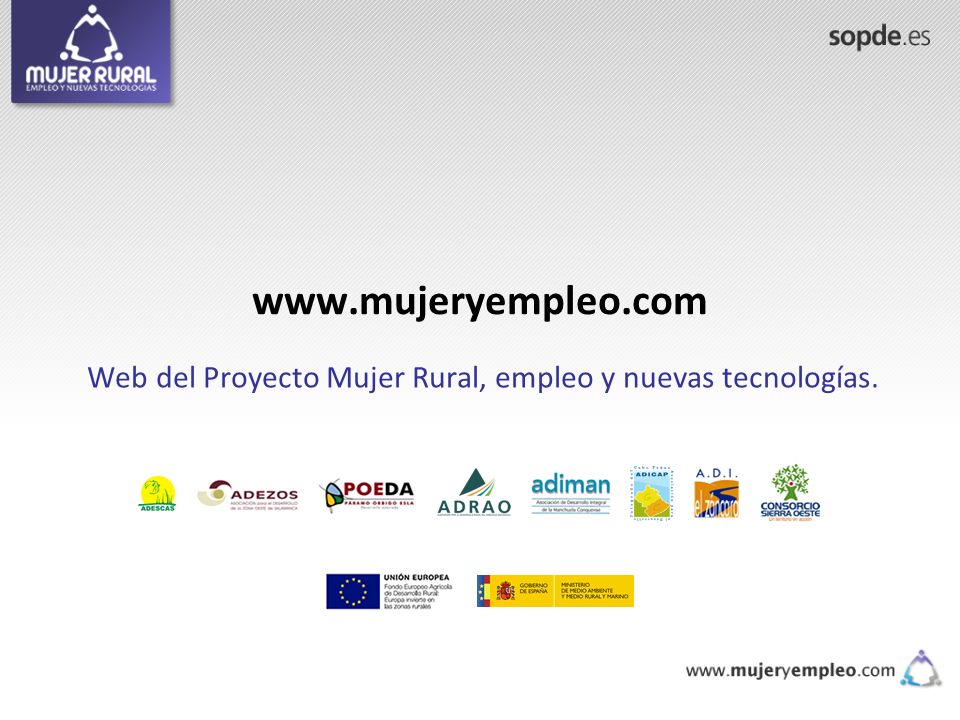 Web del Proyecto Mujer Rural, empleo y nuevas tecnologías.