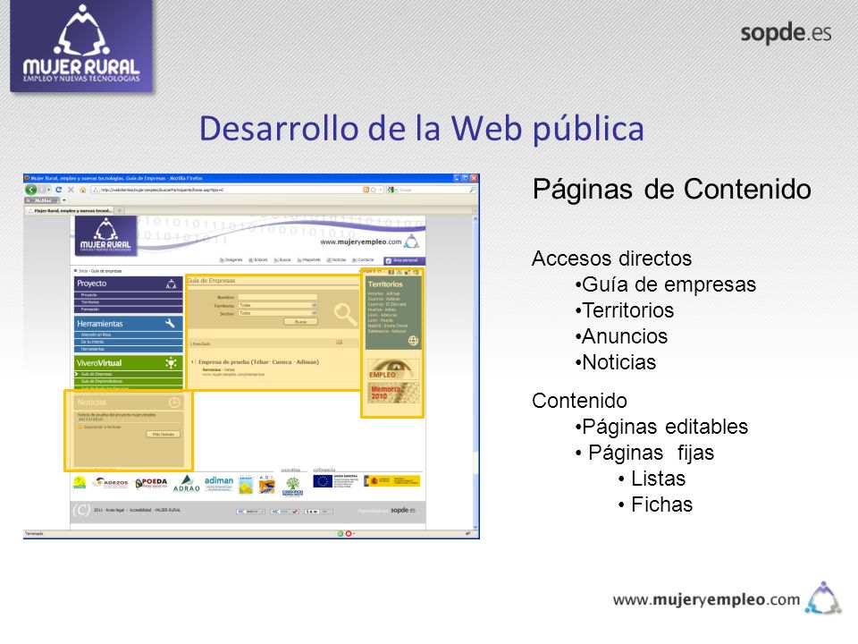 Desarrollo de la Web pública