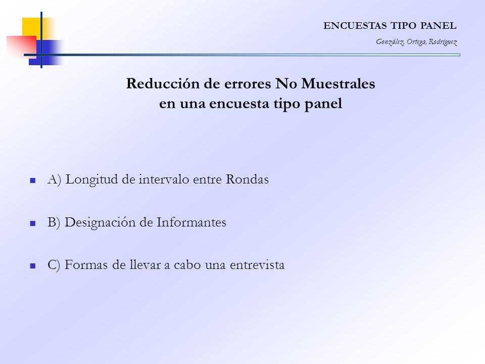 Reducción de errores No Muestrales en una encuesta tipo panel