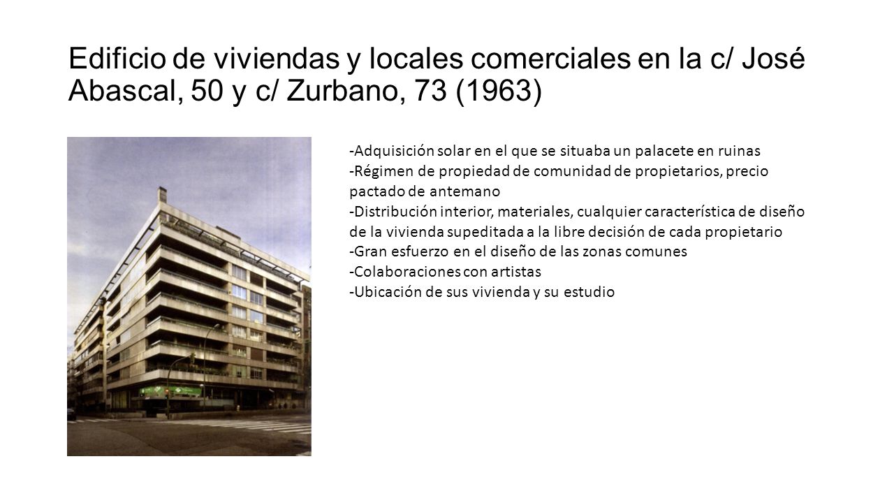 Edificio de viviendas y locales comerciales en la c/ José Abascal, 50 y c/ Zurbano, 73 (1963)