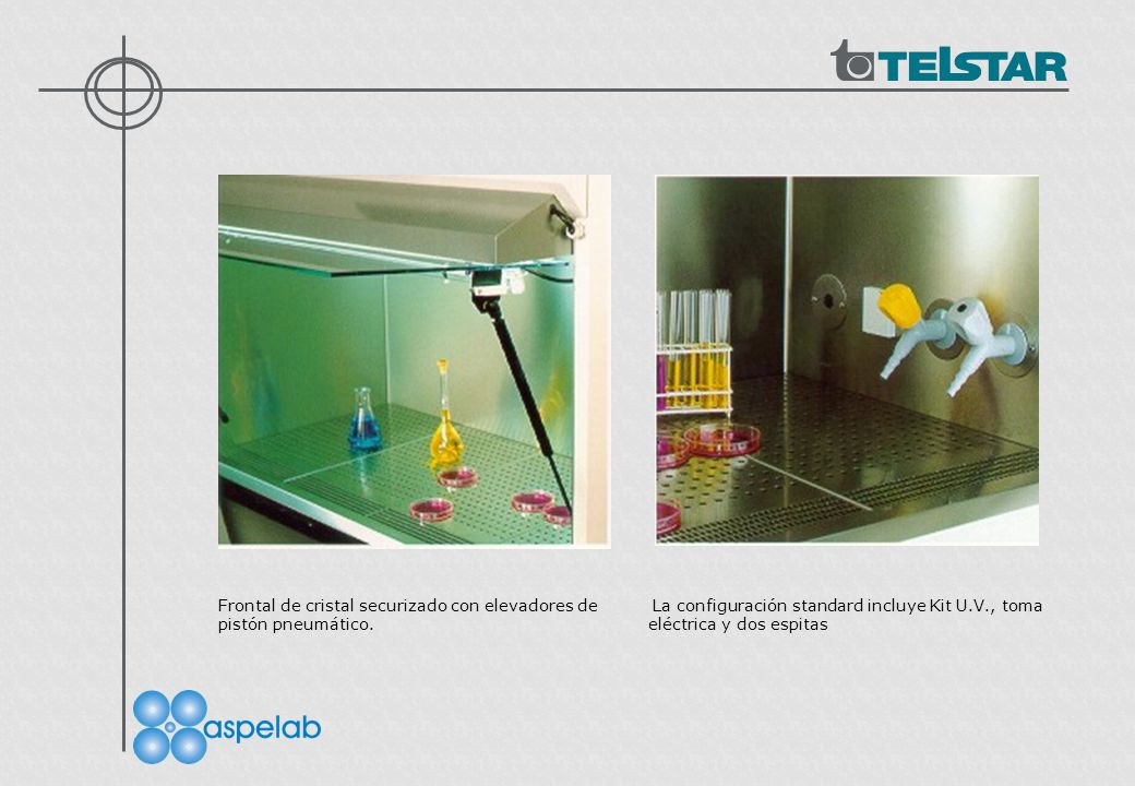 Frontal de cristal securizado con elevadores de La configuración standard incluye Kit U.V., toma