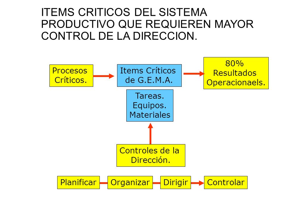 ITEMS CRITICOS DEL SISTEMA PRODUCTIVO QUE REQUIEREN MAYOR CONTROL DE LA DIRECCION.