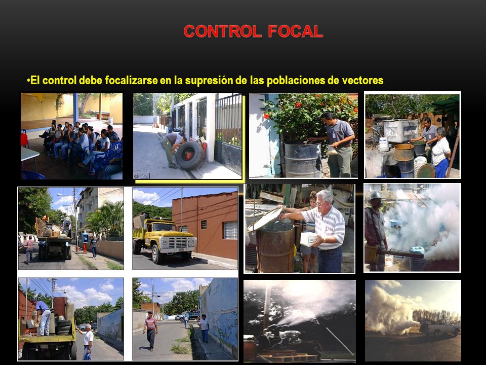 CONTROL FOCAL El control debe focalizarse en la supresión de las poblaciones de vectores