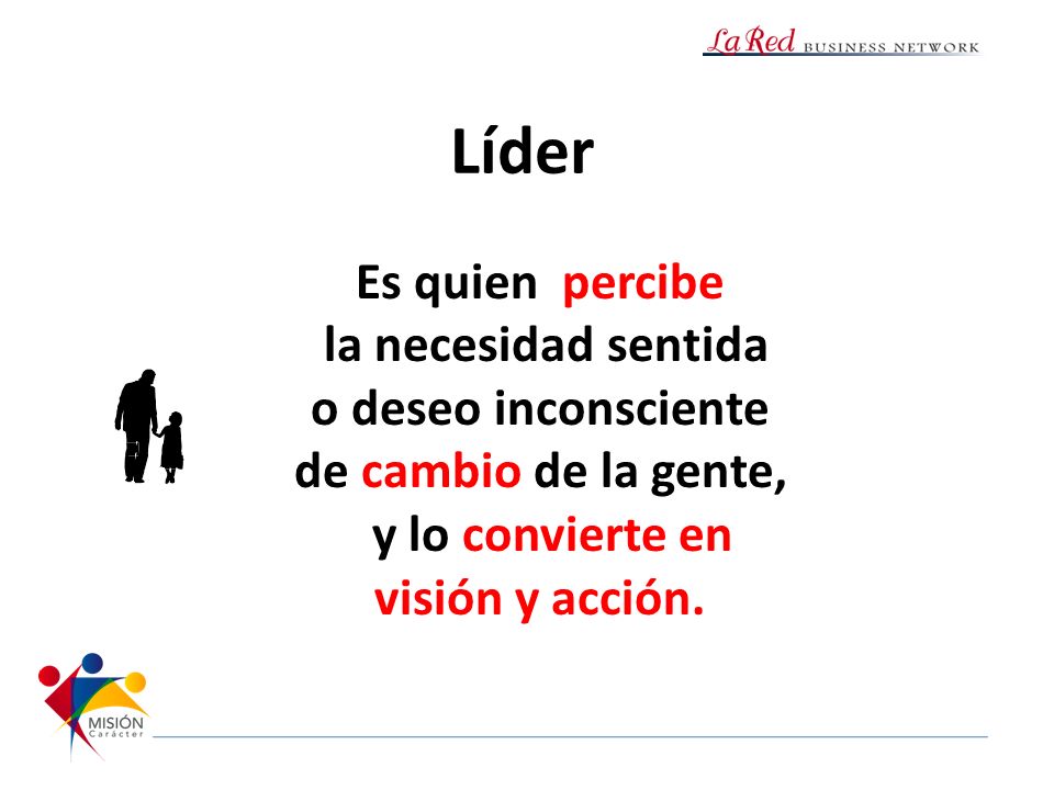Líder Es quien percibe la necesidad sentida o deseo inconsciente