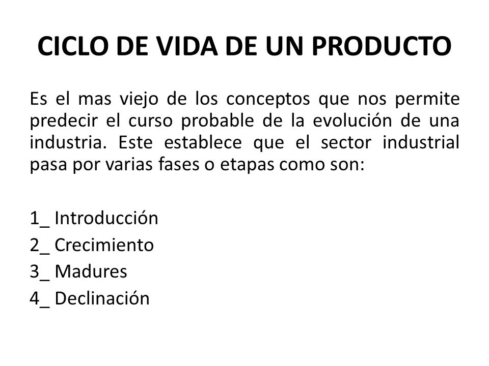 CICLO DE VIDA DE UN PRODUCTO