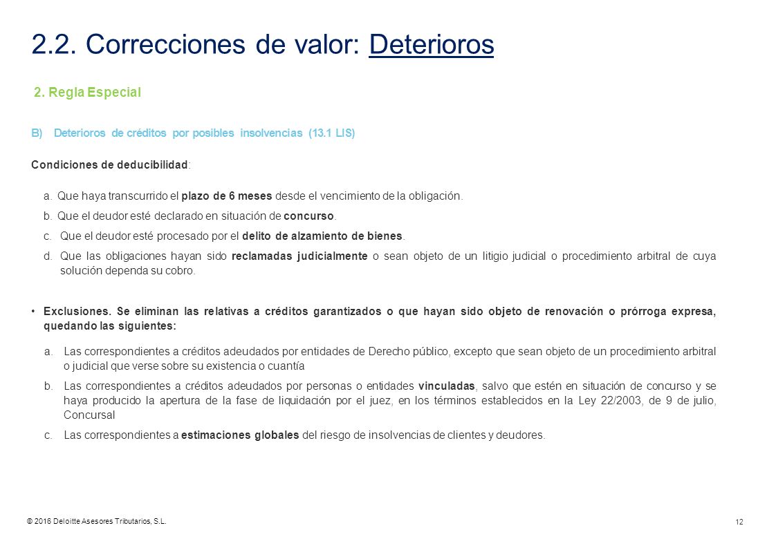 2.2. Correcciones de valor: Deterioros
