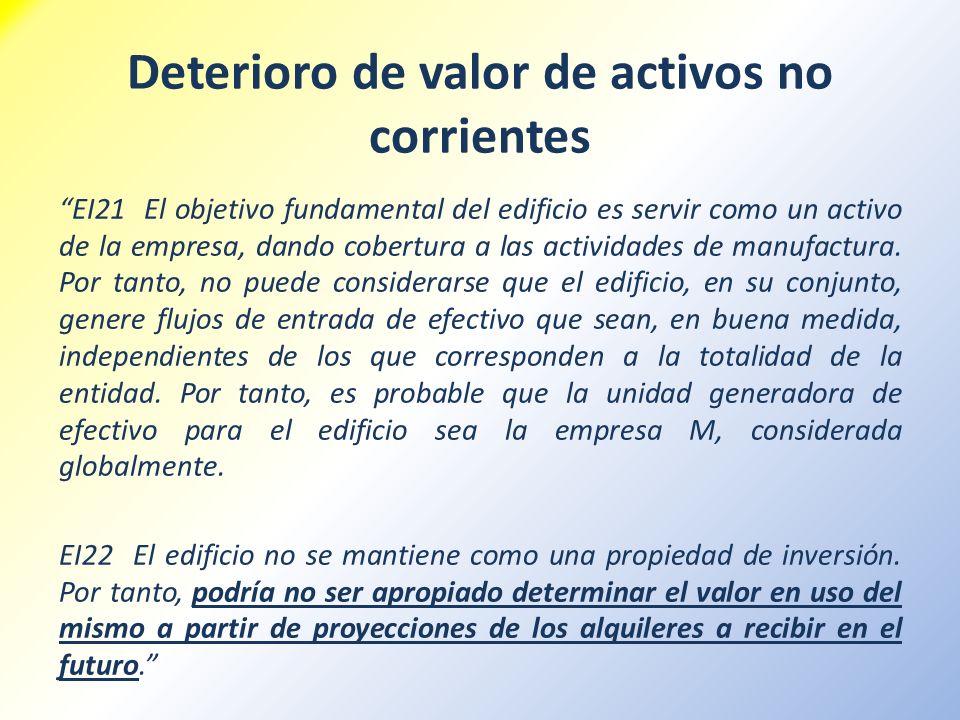 Deterioro de valor de activos no corrientes
