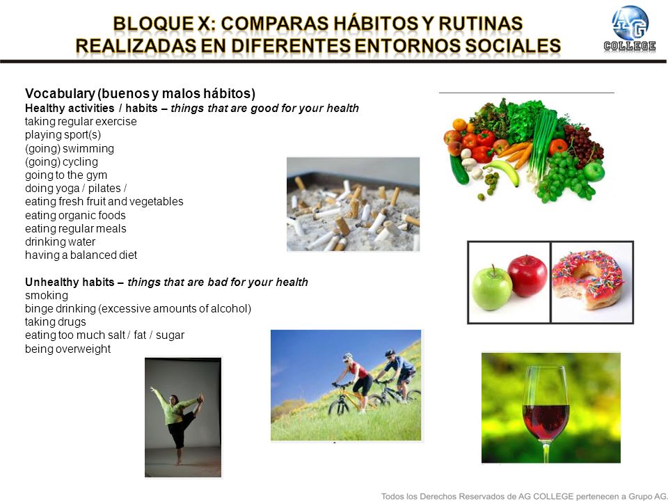 Bloque X: comparas hábitos y rutinas realizadas en diferentes entornos sociales