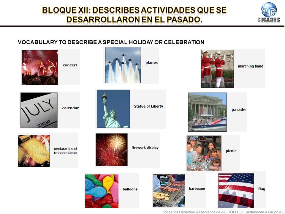 Bloque XII: DESCRIBES ACTIVIDADES QUE SE DESARROLLARON EN EL PASADO.
