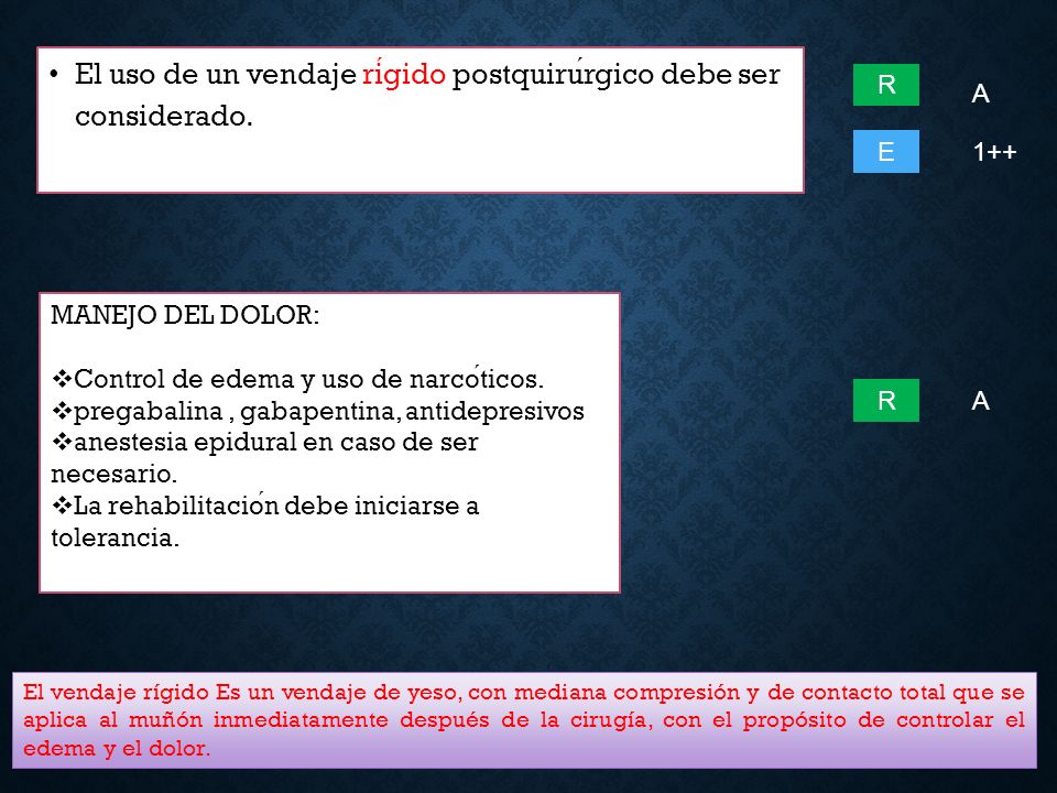 El uso de un vendaje rígido postquirúrgico debe ser considerado.