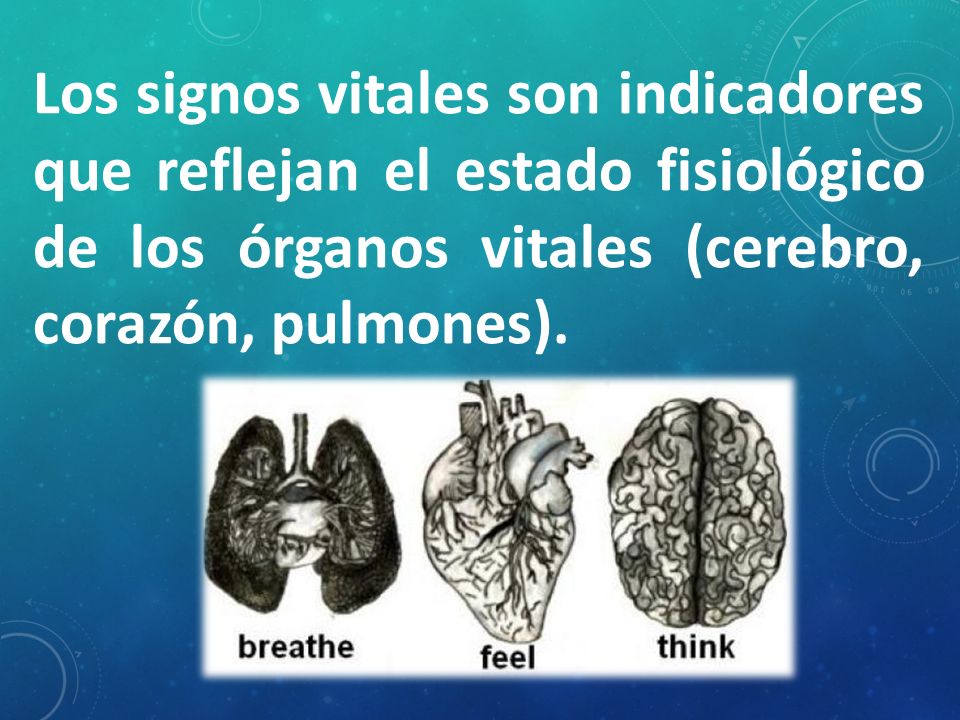 Los signos vitales son indicadores que reflejan el estado fisiológico de los órganos vitales (cerebro, corazón, pulmones).
