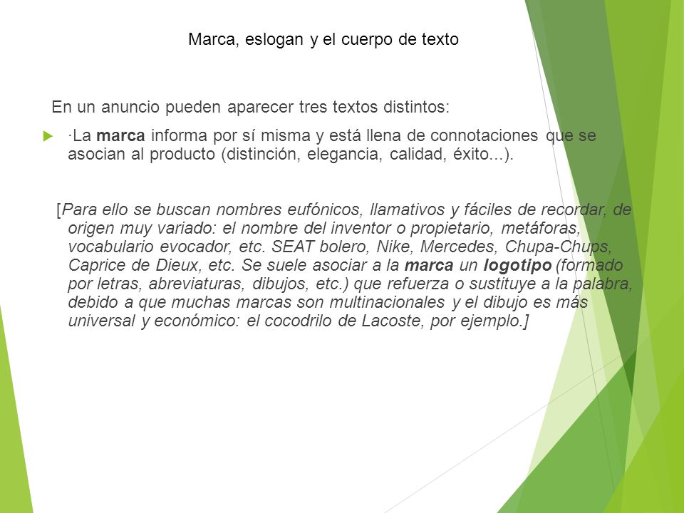Marca, eslogan y el cuerpo de texto