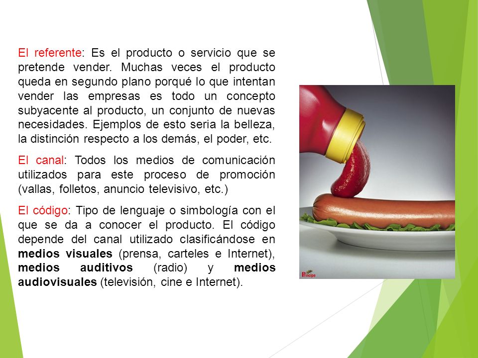 El referente: Es el producto o servicio que se pretende vender