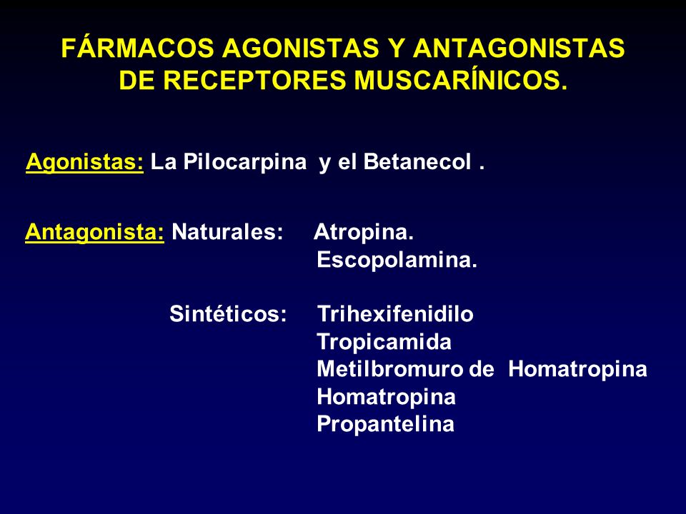 FÁRMACOS AGONISTAS Y ANTAGONISTAS DE RECEPTORES MUSCARÍNICOS.