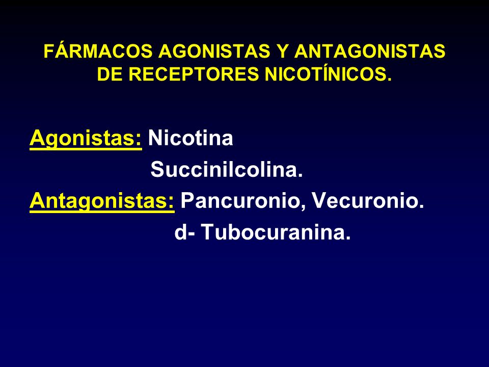 FÁRMACOS AGONISTAS Y ANTAGONISTAS DE RECEPTORES NICOTÍNICOS.