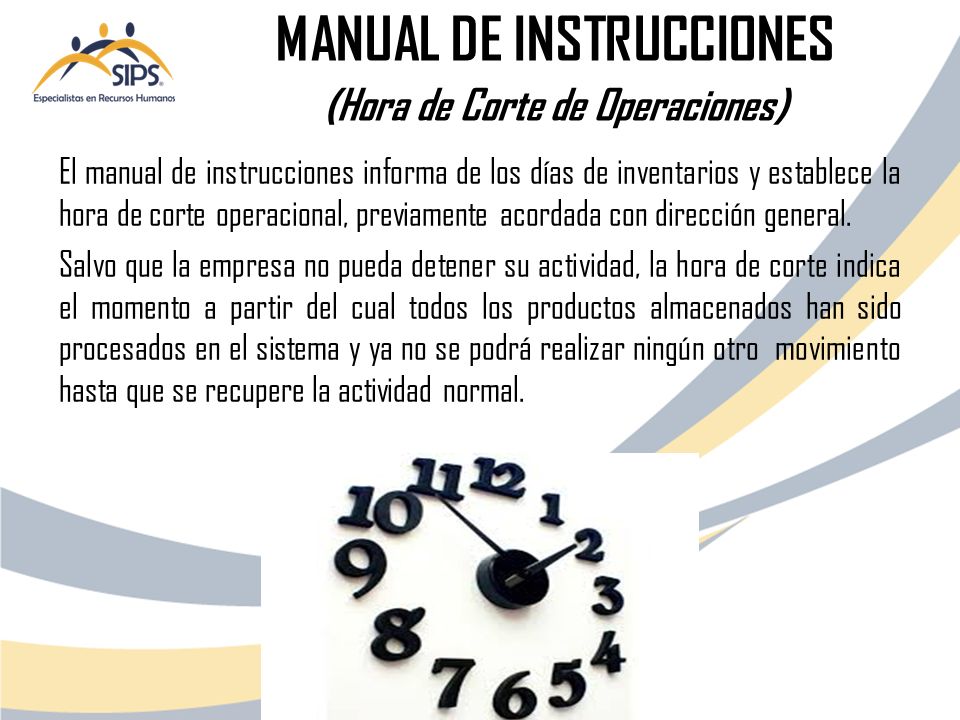 MANUAL DE INSTRUCCIONES (Hora de Corte de Operaciones)