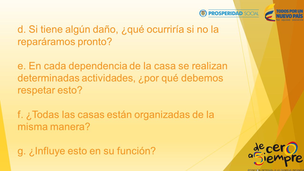 d. Si tiene algún daño, ¿qué ocurriría si no la reparáramos pronto. e