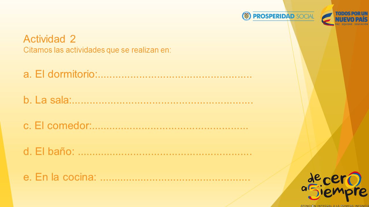 Actividad 2 Citamos las actividades que se realizan en: a