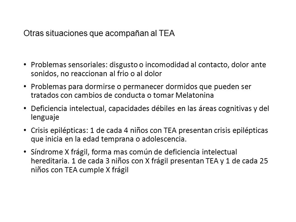 Otras situaciones que acompañan al TEA