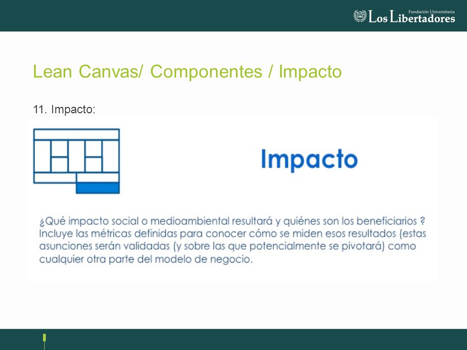 Lean Canvas/ Componentes / Impacto