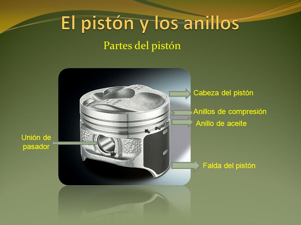 El pistón y los anillos Partes del pistón Cabeza del pistón