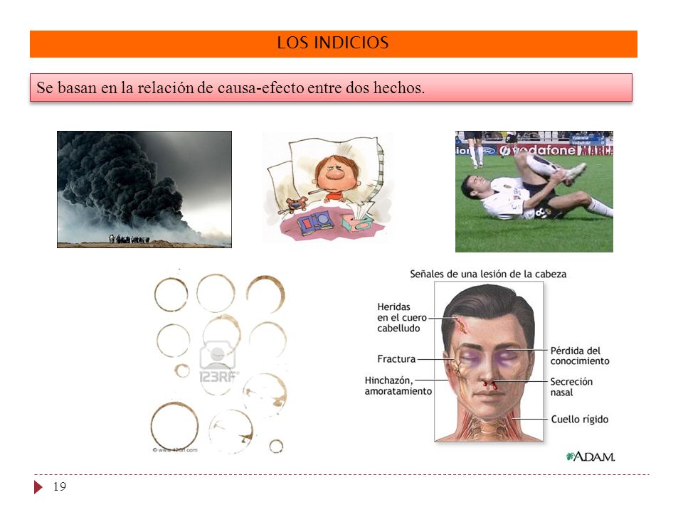 LOS INDICIOS Se basan en la relación de causa-efecto entre dos hechos.