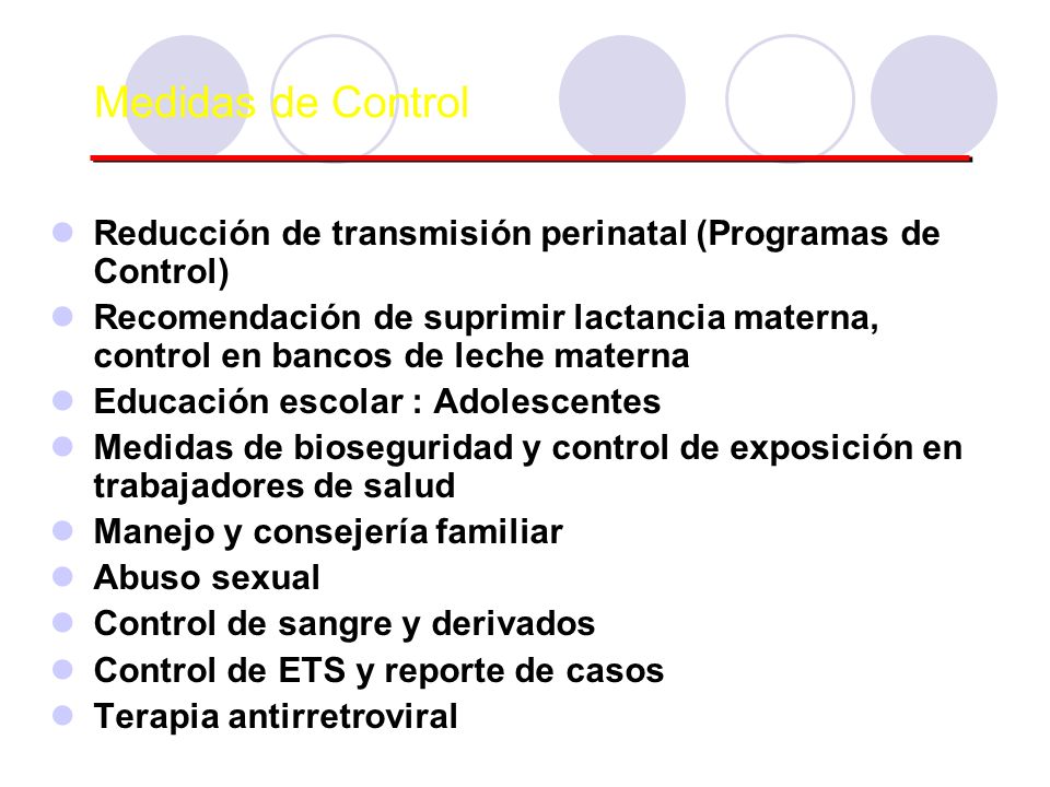 Medidas de Control Reducción de transmisión perinatal (Programas de Control)