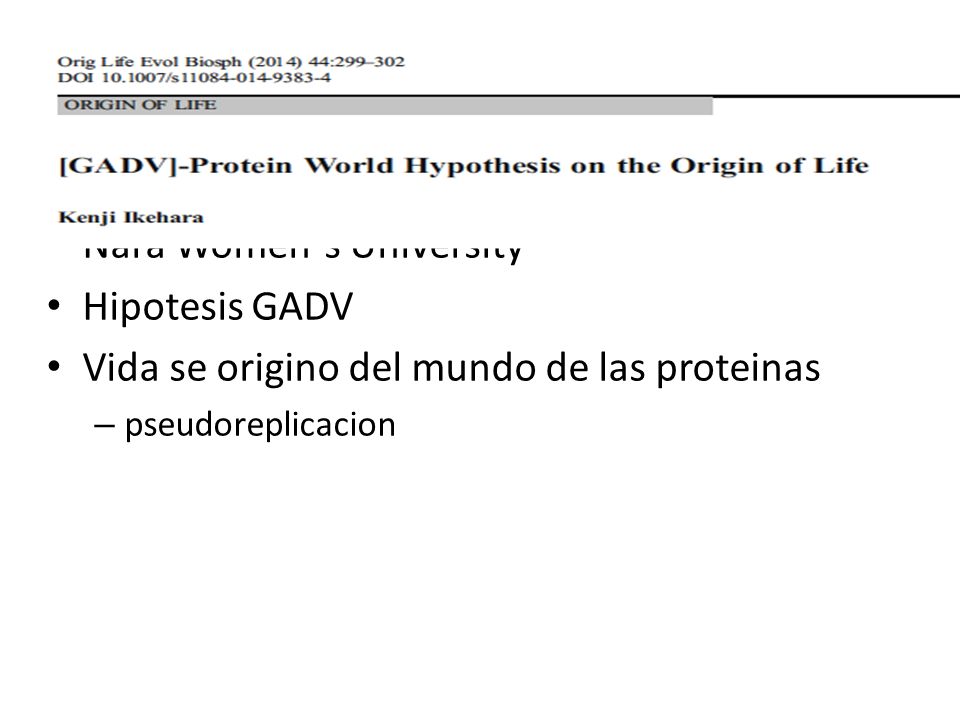 Propuesta por kenji Ikehara Nara Women`s University Hipotesis GADV