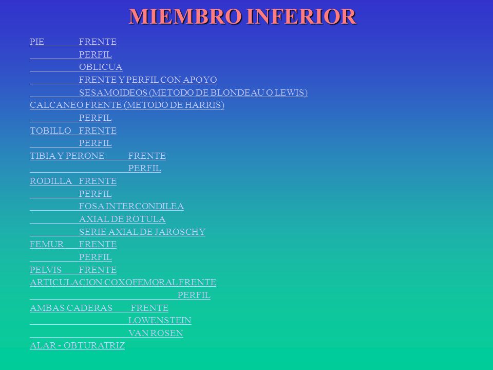 MIEMBRO INFERIOR PIE FRENTE PERFIL OBLICUA FRENTE Y PERFIL CON APOYO