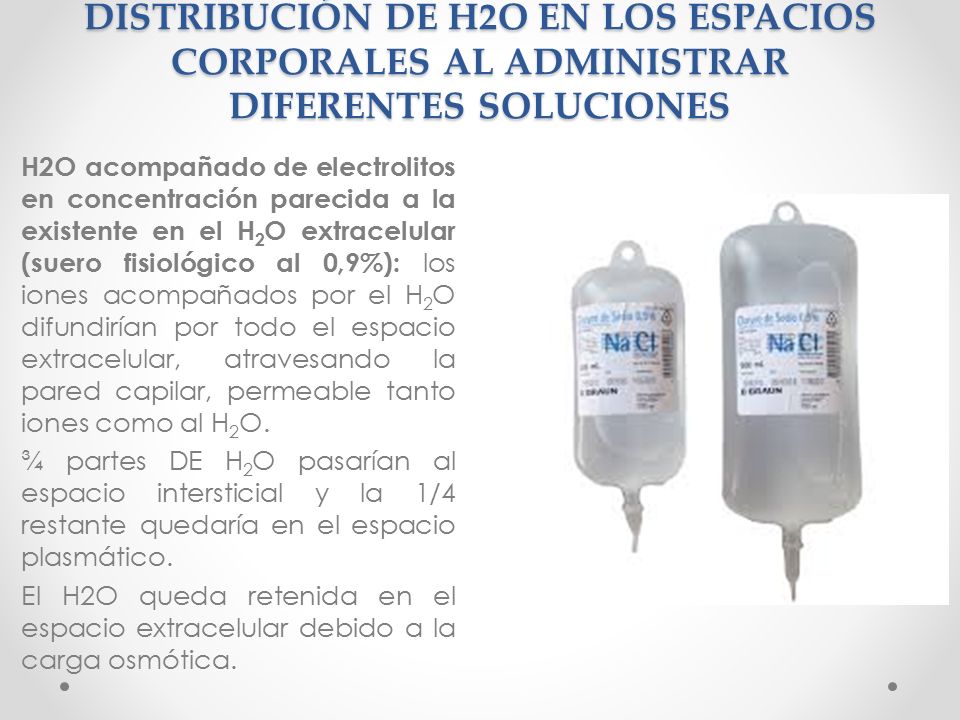 DISTRIBUCIÓN DE H2O EN LOS ESPACIOS CORPORALES AL ADMINISTRAR DIFERENTES SOLUCIONES