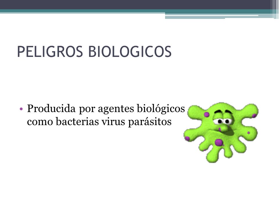 PELIGROS BIOLOGICOS Producida por agentes biológicos como bacterias virus parásitos