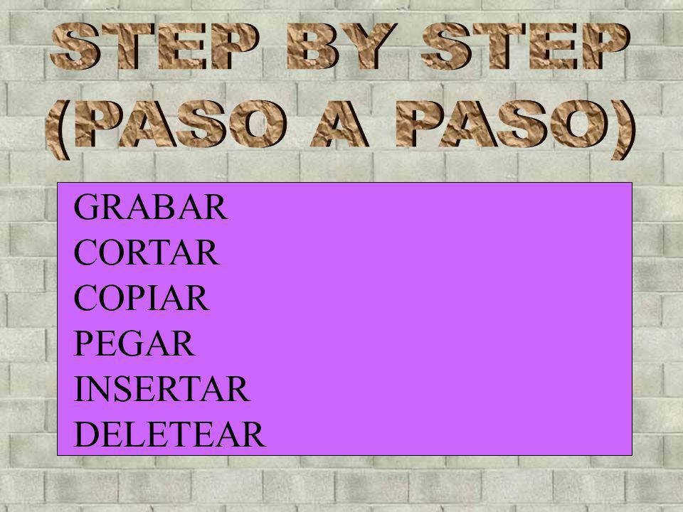 GRABAR CORTAR COPIAR PEGAR INSERTAR DELETEAR STEP BY STEP