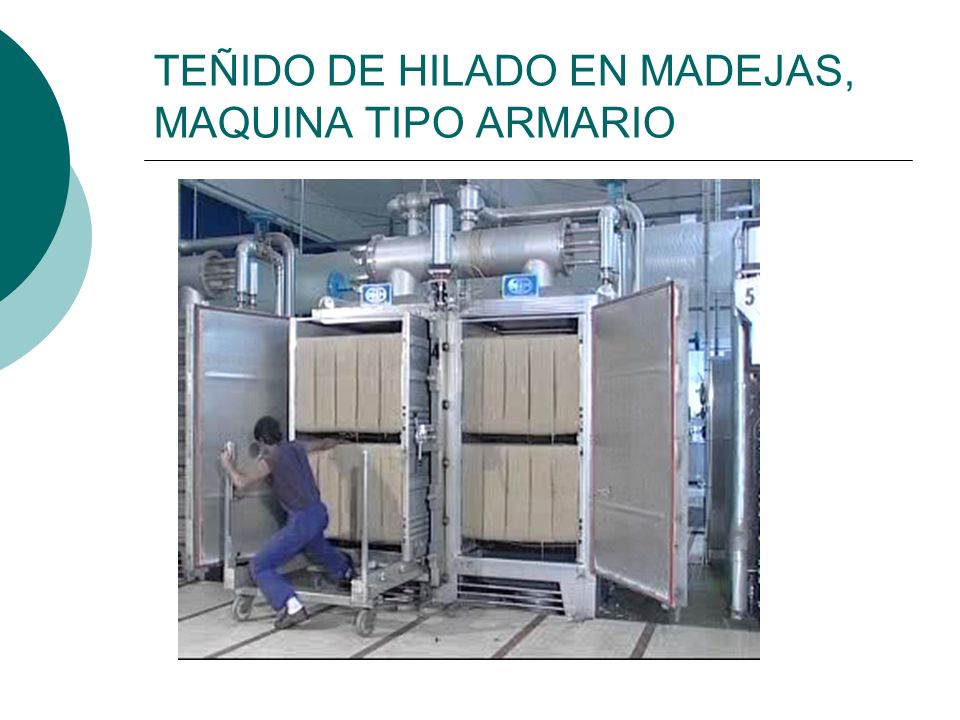 TEÑIDO DE HILADO EN MADEJAS, MAQUINA TIPO ARMARIO