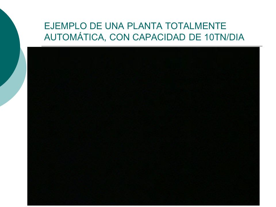 EJEMPLO DE UNA PLANTA TOTALMENTE AUTOMÁTICA, CON CAPACIDAD DE 10TN/DIA