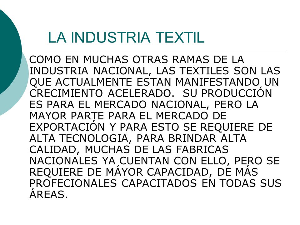 LA INDUSTRIA TEXTIL